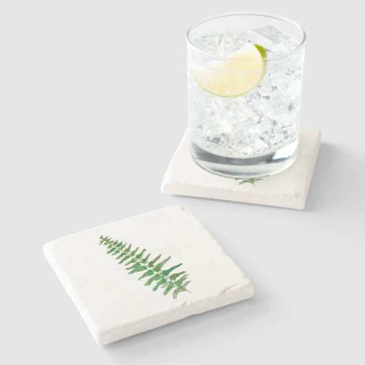 Fern Leaf Wasserfarbener Marmorstein Untersetzer (Seitenansicht)