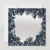 Fern Leafs Gerahmt Metallic Blue Navy Silver Gray Einladung (Rückseite)