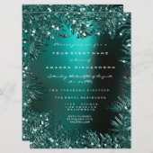 Fern Leafs Gerahmte Kristalle Aquamarin Wasserform Einladung (Vorne/Hinten)