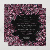 Fern Leafs Gerahmte Kristalle Burgundy Pink Black Einladung (Vorne/Hinten)