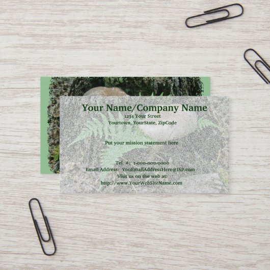 Fern & Mushroom zur "Stump Business Card" Visitenkarte (Vorderseite/Rückseite Beispiel)