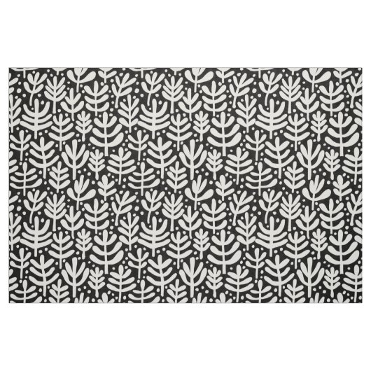 Fern Muster - Weiß auf Schwarz Stoff (Fat Quarter (45,7 x 55,9 cm))