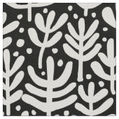 Fern Muster - Weiß auf Schwarz Stoff (Nahaufnahme)