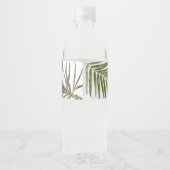 Fern Palm Tree Tropical Wedding Beverage Label Wasserflaschenetikett (Rückseite)
