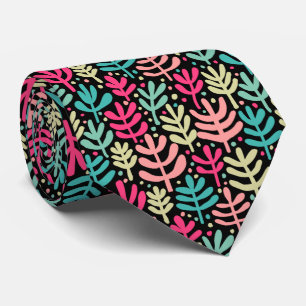 Fern Pattern - Fünf Farben auf schwarz Krawatte