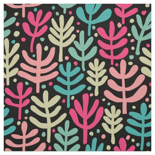 Fern Pattern - Fünf Farben auf schwarz Stoff (Muster)