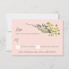 Fern Pepper Tree Blätter Garden Pink UAwg RSVP Karte