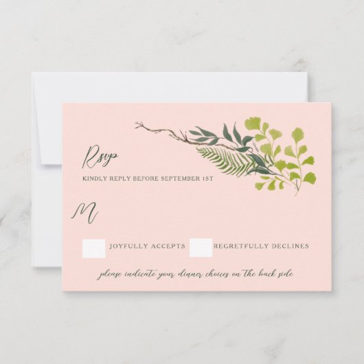 Fern Pepper Tree Blätter Garden Pink UAwg RSVP Karte (Vorderseite)