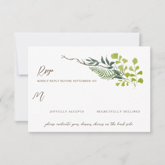 Fern Pepper Tree Blätter Garden Wedding RSVP Karte (Vorderseite)