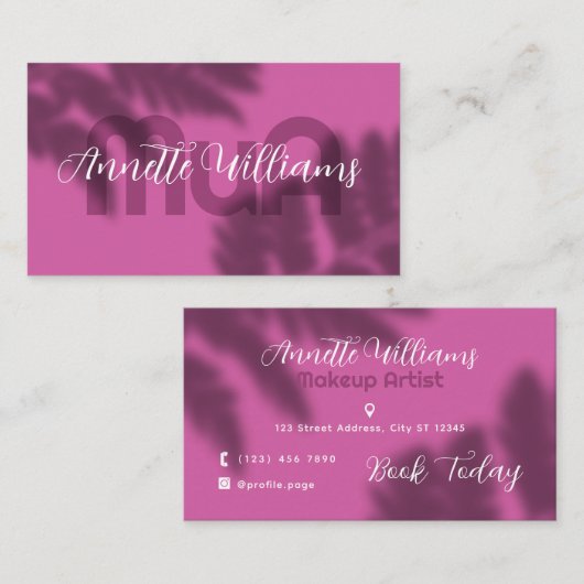Fern Shade Makeup artist Business Card Visitenkarte (Vorne/Hinten)