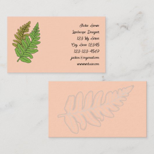 Fern Theme Business Card Visitenkarte (Vorne/Hinten)