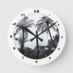 Fern Trees & New Zealand native Forest / Kiwi bush Runde Wanduhr