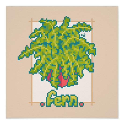 Fern, varen, Pixel Art Poster (Vorderseite)
