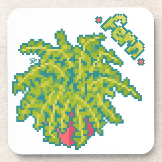 Fern, varen Pixelart, Pixel Art Getränkeuntersetzer (Vorderseite)