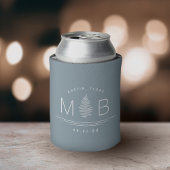 Fern Wedding Monogram | Dusty Blue Can Cooler Dosenkühler