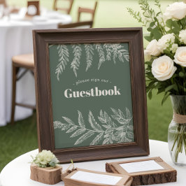 Fern Woodland Wedding Gästebuchunterschrift Poster