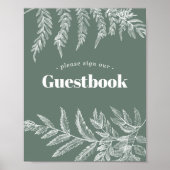 Fern Woodland Wedding Gästebuchunterschrift Poster (Vorne)