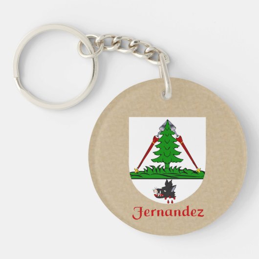 Fernandez Historischer Schild mit Flagge Spaniens Schlüsselanhänger (Vorderseite)