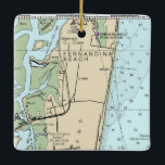 Fernandina Beach FL Keramik Ornament<br><div class="desc">Fernandina Beach Florida Weihnachtsschmuck mit NOAA Seekarten gemacht.</div>