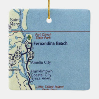 Fernandina Beach FL Vintage Karte Keramikornament