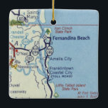 Fernandina Beach Vintage Karte Keramikornament<br><div class="desc">Weihnachtsschmuck für Fernandina Beach Florida und Nassauville.</div>