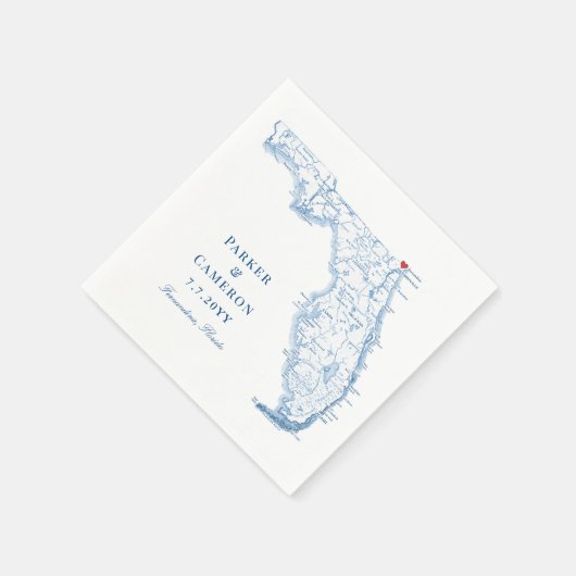 Fernandina Florida Karte Elegant Wedding Serviette (Ecke)