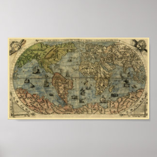 Fernando Bertelli 1565 Karte der Welt Poster