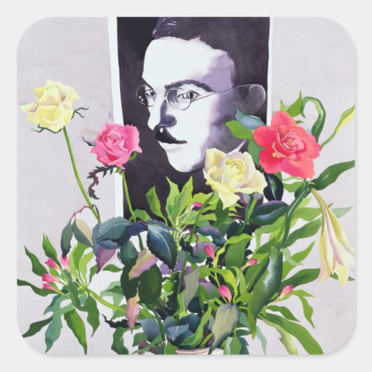 Fernando Pessoa Quadratischer Aufkleber (Vorderseite)