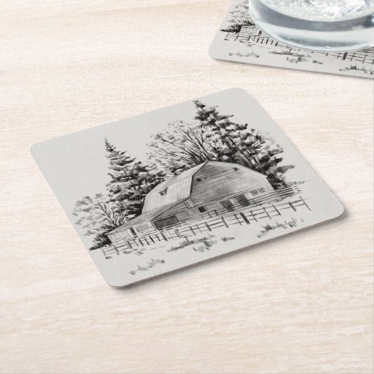 Fernbarschskizze I Rechteckiger Pappuntersetzer (angewinkelt)