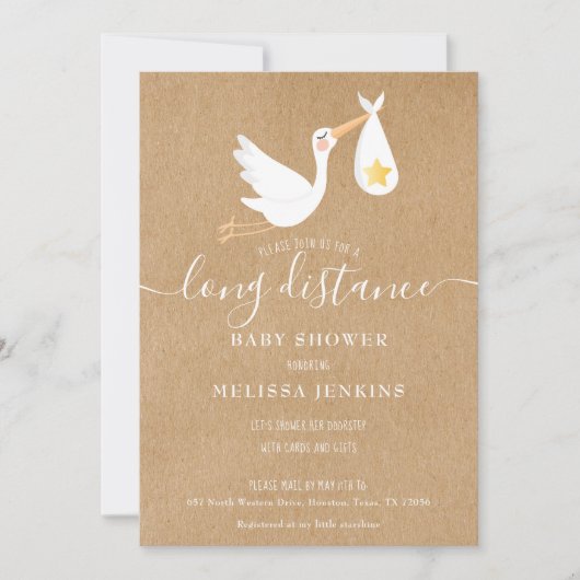 Ferndusche sprinkle per Mail rustikal Einladung (Vorderseite)