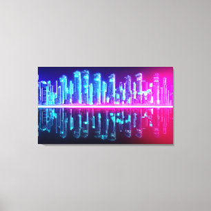 Ferne Cyberpunk-Stadt Leinwanddruck
