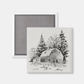 Ferne Stallskizze I Magnet (Vorderseite/Rückseite)