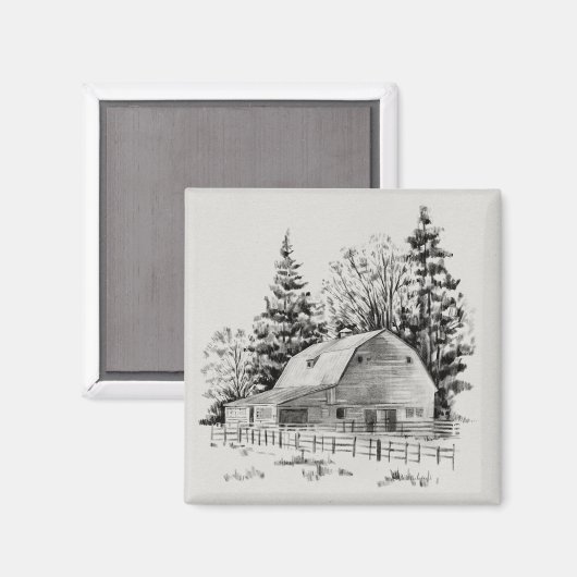 Ferne Stallskizze I Magnet (Vorderseite/Rückseite)