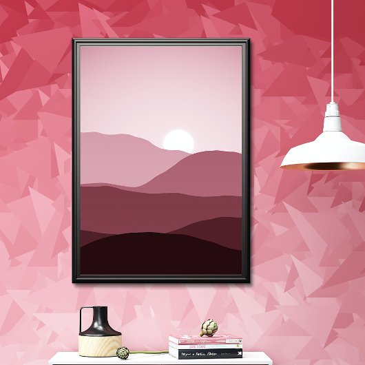 Ferngebirge Dunkle Mauve Blush Pink Sunset Poster