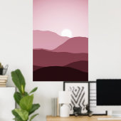 Ferngebirge Dunkle Mauve Blush Pink Sunset Poster (Heimbüro)