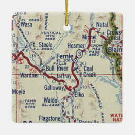 Fernie BC Vintag Map Keramikornament