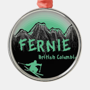 Fernie Britisch-Columbia-Kanada-Ski Ornament Aus Metall