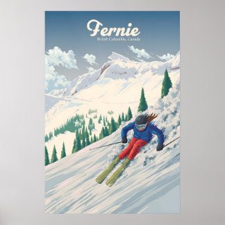 Fernie British Columbia Kanada Skigebiet Reise Poster