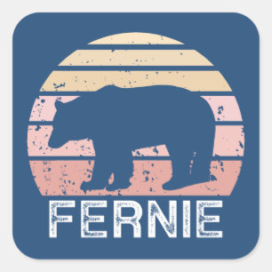 Fernie British Columbia Retro Bär Quadratischer Aufkleber