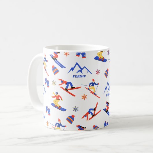 Fernie British Columbia Ski Snowboard Pattern Kaffeetasse (Vorderseite Links)