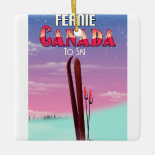Fernie Canada Ski-Poster. Keramikornament