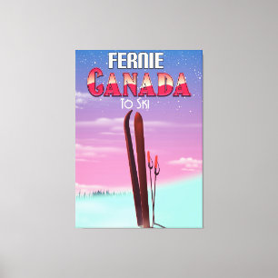 Fernie Canada Ski-Poster. Leinwanddruck