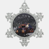 Fernlastfahrer-Weihnachten Schneeflocken Zinn-Ornament (Vorderseite)