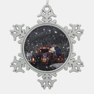 Fernlastfahrer-Weihnachten Schneeflocken Zinn-Ornament