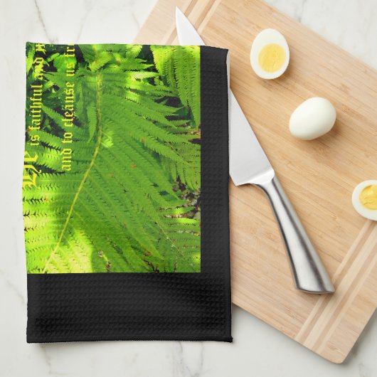 Ferns, 1 John 1:9 Geschirrtuch (Viertel Falte)
