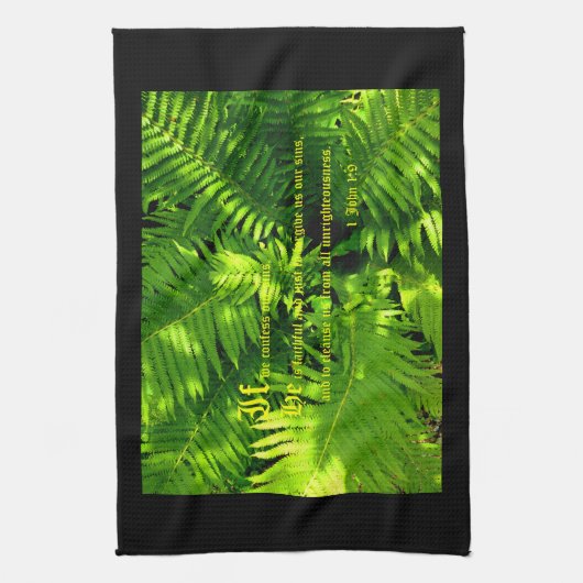 Ferns, 1 John 1:9 Geschirrtuch (Vertikal)