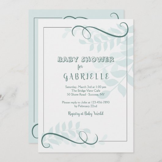 Ferns Baby Shower Einladung (Vorne/Hinten)