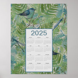Ferns Birds Calendar 2025 Poster