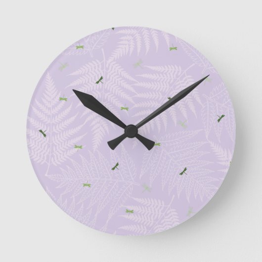 Ferns & Dragonflies Runde Wanduhr (Vorderseite)