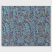 Ferns in Blue and Turquoise Wrapping Paper Geschenkpapier (Flach)